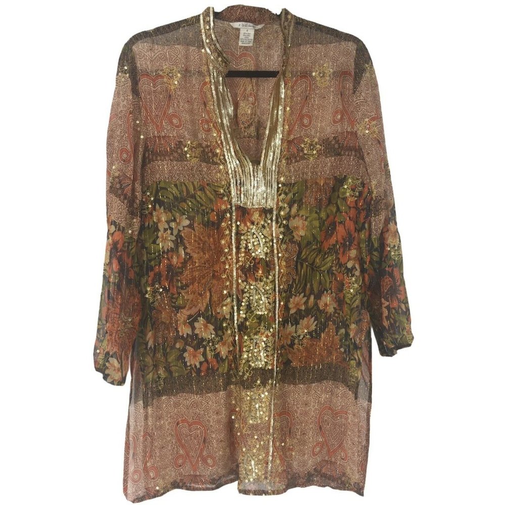 z.b.d. designs Silk/ Lurex Sheer Tunic Swim Cover